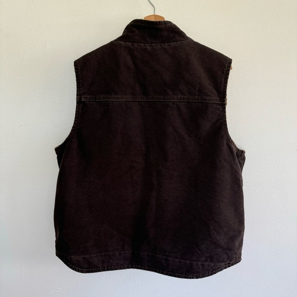 Carhartt Canvas Sherpa Lined Work Vest Jacket Mens Large V33 DKB Dark Brown - Picture 7 of 15